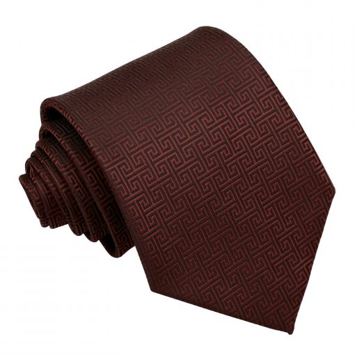 Burgundy Greek Key Patterned Classic Tie