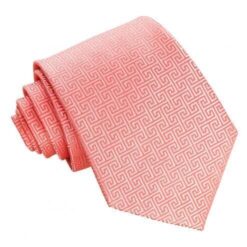 Coral Greek Key Patterned Pre-Tied Bow Tie