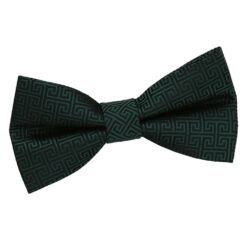 Dark Green Greek Key Patterned Pre-Tied Bow Tie