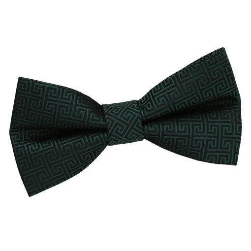 Dark Green Greek Key Patterned Pre-Tied Thistle Bow Tie