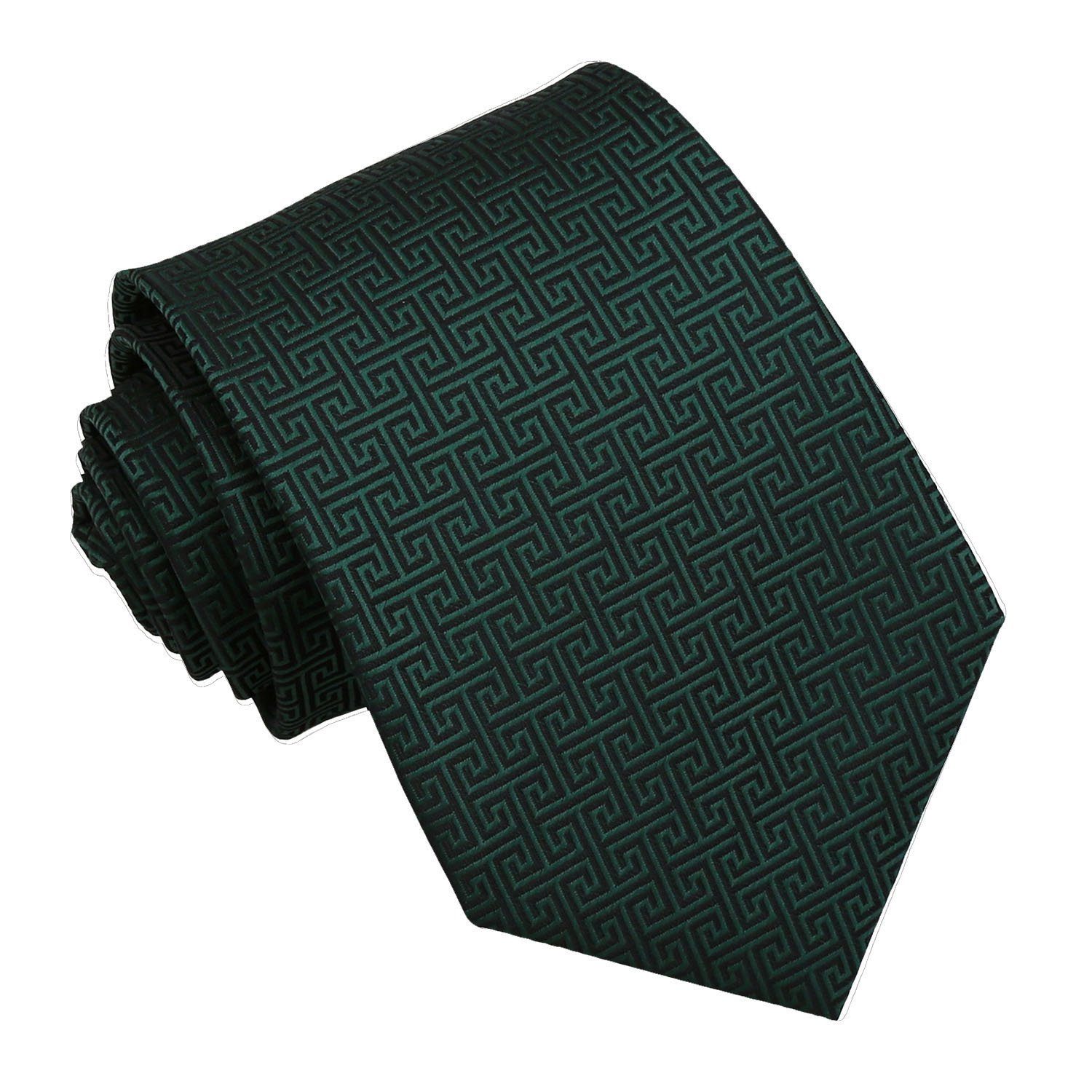 Dark Green Greek Key Patterned Tie Dark Green Greek Key Patterned Tie