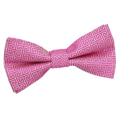 Fuchsia Pink Greek Key Patterned Pre-Tied Bow Tie