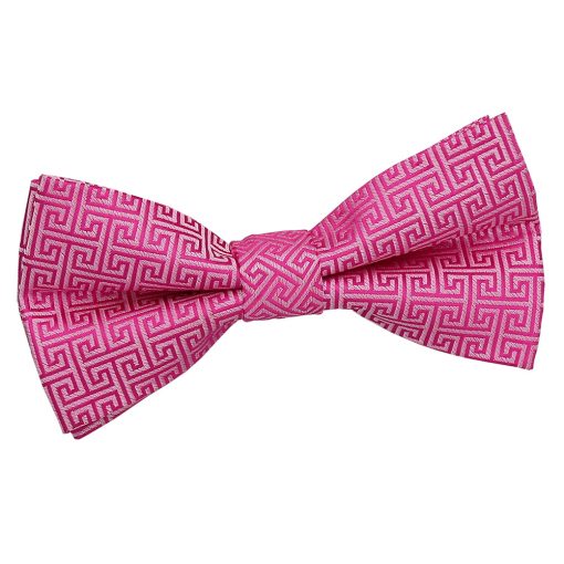 Fuchsia Pink Greek Key Patterned Pre-Tied Bow Tie