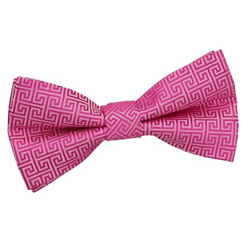 Fuchsia Pink Greek Key Patterned Pre-Tied Thistle Bow Tie