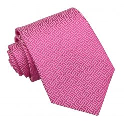 Fuchsia Pink Greek Key Patterned Classic Tie