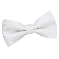 Ivory Greek Key Patterned Pre-Tied Bow Tie
