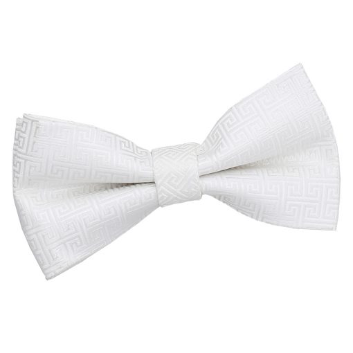 Ivory Greek Key Patterned Pre-Tied Thistle Bow Tie