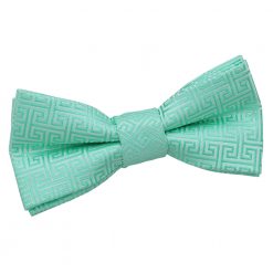 Mint Green Greek Key Patterned Pre-Tied Thistle Bow Tie