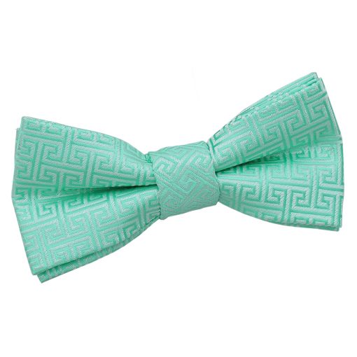 Mint Green Greek Key Patterned Pre-Tied Thistle Bow Tie