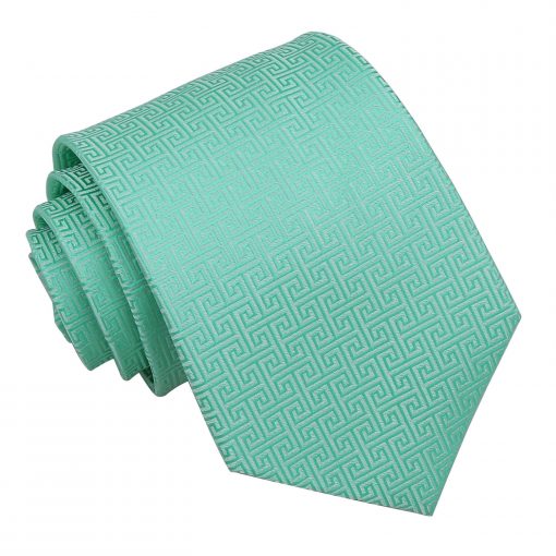 Mint Green Greek Key Patterned Classic Tie