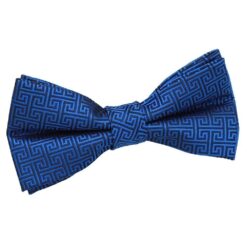 Royal Blue Greek Key Patterned Pre-Tied Bow Tie