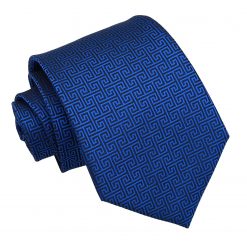 Royal Blue Greek Key Patterned Classic Tie