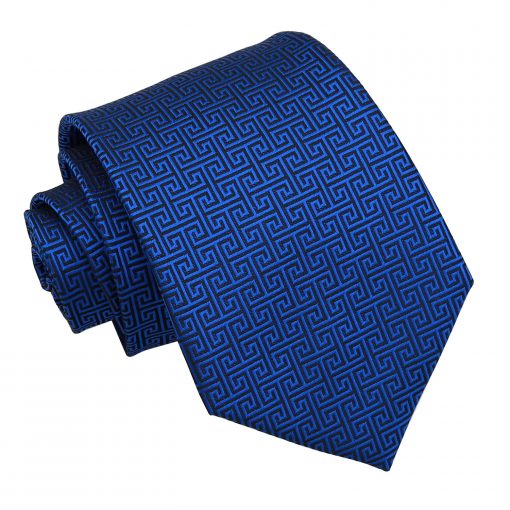 Royal Blue Greek Key Patterned Classic Tie