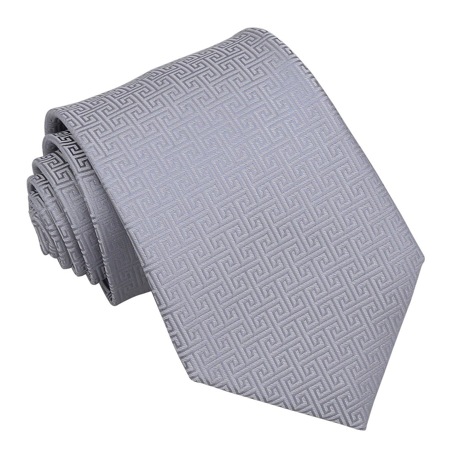 Silver Greek Key Patterned Tie Silver Greek Key Patterned Tie