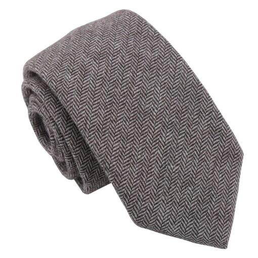 Brown Herringbone Modern Classic Tie