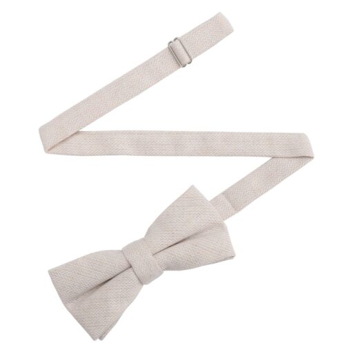 Beige Herringbone Pre-Tied Thistle Bow Tie