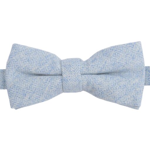 Light Blue Herringbone Pre-Tied Thistle Bow Tie