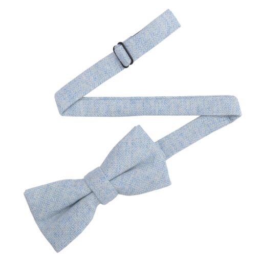 Light Blue Herringbone Pre-Tied Thistle Bow Tie