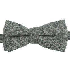 Olive Green Herringbone Pre-Tied Thistle Bow Tie