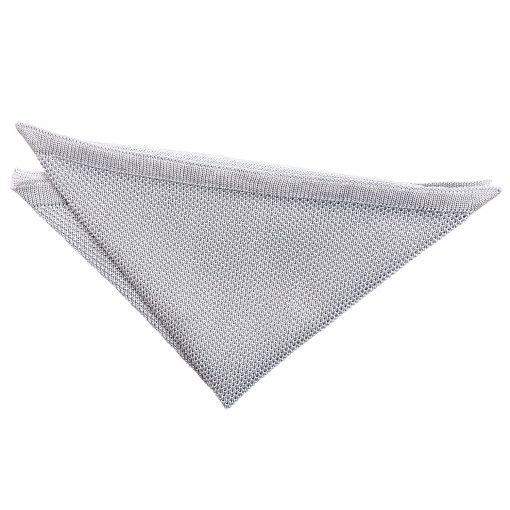 Silver Knitted Pocket Square