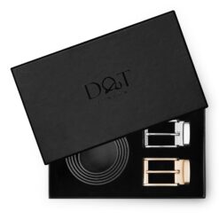 Black Grainy Leather Belt Gift Box Set
