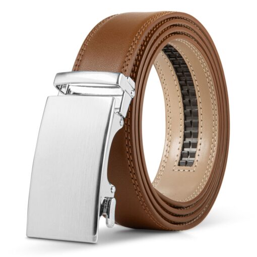 Brown Smooth Leather Auto Belt Gift Box Set