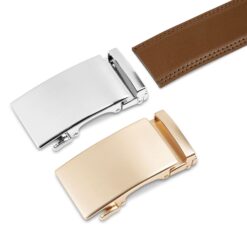 Brown Smooth Leather Auto Belt Gift Box Set
