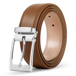 Brown Smooth Leather Belt Gift Box Set