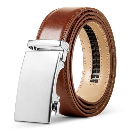 Cordovan Brown Smooth Leather Auto Belt Gift Box Set