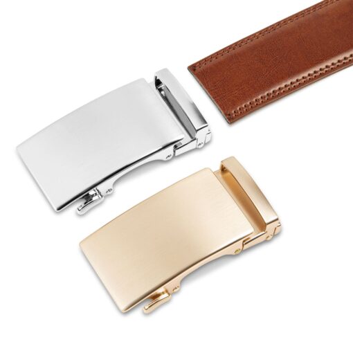 Cordovan Brown Smooth Leather Auto Belt Gift Box Set