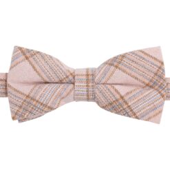 Warm Beige Madras Check Pre-Tied Thistle Bow Tie