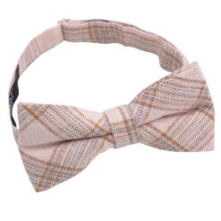 Warm Beige Madras Check Pre-Tied Bow Tie