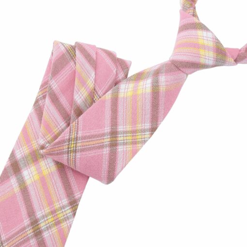 Dusty Rose Madras Plaid Modern Classic Tie