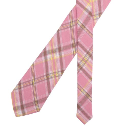 Dusty Rose Madras Plaid Modern Classic Tie