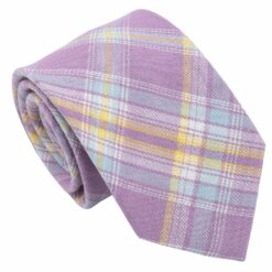 Lilac Madras Plaid Modern Classic Tie