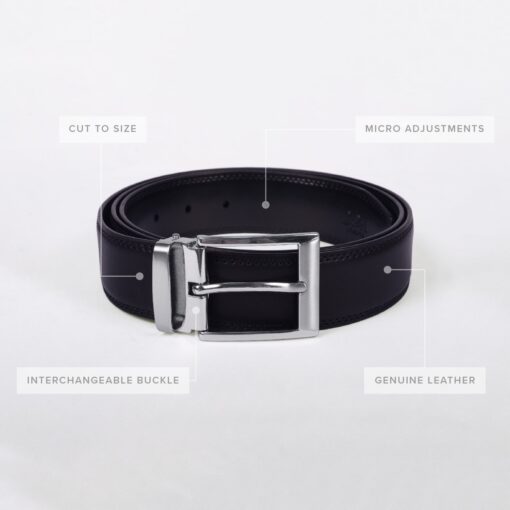 Black Smooth Leather Belt Gift Box Set