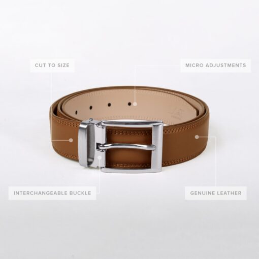 Brown Smooth Leather Belt Gift Box Set