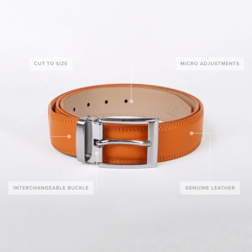 Tan Smooth Leather Belt Gift Box Set