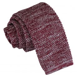 Burgundy Melange Plain Speckled Knitted Skinny Tie