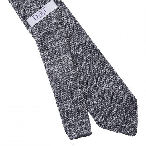 Grey Melange Plain Speckled Knitted Slim Tie