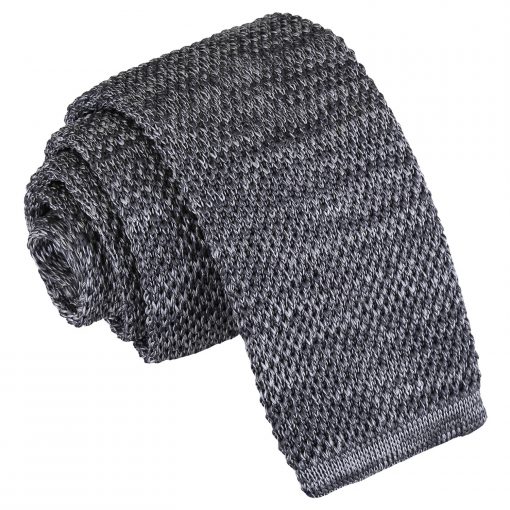 Grey Melange Plain Speckled Knitted Skinny Tie