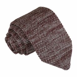 Mocha Brown Melange Plain Speckled Knitted Skinny Tie