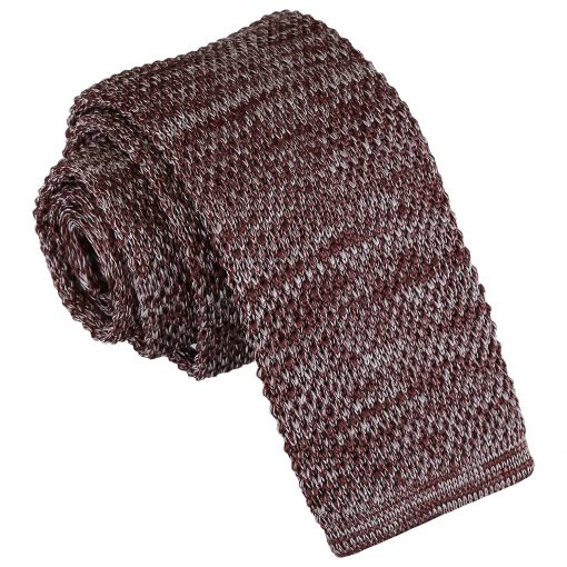 Mocha Brown Melange Plain Speckled Knitted Skinny Tie