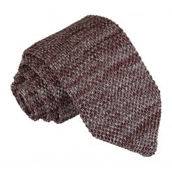 Mocha Brown Melange Plain Speckled Knitted Slim Tie