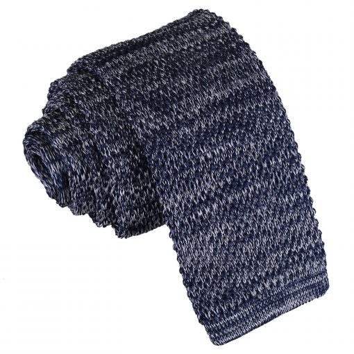 Navy Melange Plain Speckled Knitted Skinny Tie