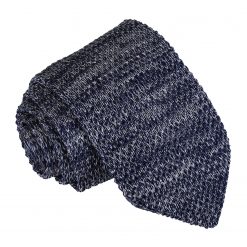 Navy Melange Plain Speckled Knitted Slim Tie