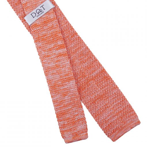 Orange Melange Plain Speckled Knitted Skinny Tie