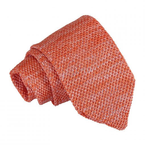 Orange Melange Plain Speckled Knitted Slim Tie