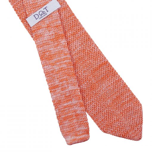 Orange Melange Plain Speckled Knitted Slim Tie