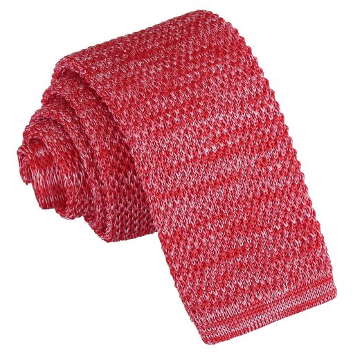 Red Melange Plain Speckled Knitted Skinny Tie